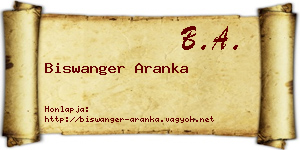 Biswanger Aranka névjegykártya